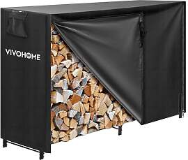 VIVOHOME 1,5m Kaminholzregal mit Abdeckung