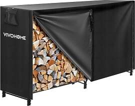 VIVOHOME 1,8m Kaminholzregal mit Abdeckung