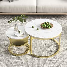 VixorLuilith Couchtisch, runder Kombi-Couchtisch