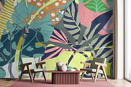 Vliestapete LIVING WALLS "Tropen-Tapete bunt