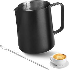 VMUTGA Milchkännchen Edelstahl, 350 ml Milchkanne 
