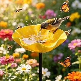 Vogelbad Garten, Metall Vogeltränke Stehend,