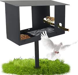 Vogelhaus mit Ständer, Vogelfutter Station aus