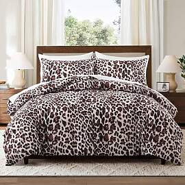 VOGIAY Bettwäsche 135x200 Braun Leopardenmuster,