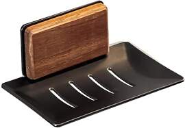 Volakebeing Wandmontierte Walnuss-Seifenschale mit 