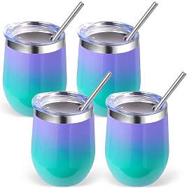 Volhoply 12oz Edelstahl Weinbecher mit Deckel Bulk 