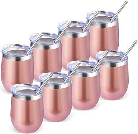 Volhoply 12oz Edelstahl Weinbecher mit Deckel Bulk 