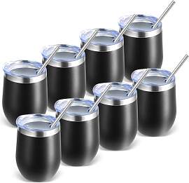 Volhoply 12oz Edelstahl Weinbecher mit Deckel Bulk 