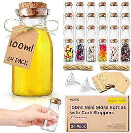 volila 24 Stück Mini Glasflaschen - 100ml Kleine