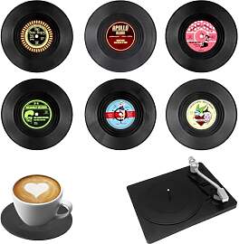 volumoon 6 Stück Vinyl Schallplatten Untersetzer, 