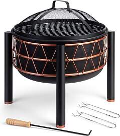 VonHaus BBQ Feuerstelle, 2-in-1 Feuerschale für