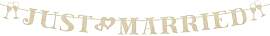 Vorgespannt Just Married Banner, Gold Glitzer