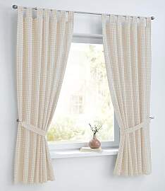 Vorhang mit Raffhalter Cottage weiß beige Natur