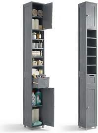 VOUNOT Badezimmerschrank Hoch mit 2 Türen und 1