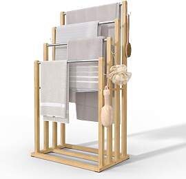 VOUNOT® Handtuchhalter Stehend, Bambus