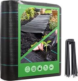 VOUNOT® Unkrautvlies 1x10m mit 30 Bodenanker,