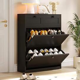 VOWNER Schuhschrank mit 2 Klappen, Schuhregal