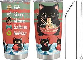 VOYANTE Schwarze Katzen Thermobecher mit