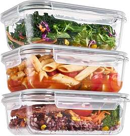 Vtopmart 3er-Pack Meal Prep Boxen Glas, 1035 ML