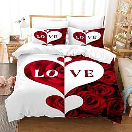 VTRXEG Bettwäsche 220x240 Liebe,Rot Und weißer