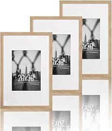 VUVUZULA Bilderrahmen 20x30cm Eiche 3er Set