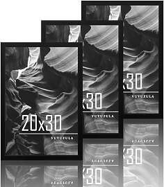 VUVUZULA Bilderrahmen 20x30cm Schwarz Holz 3er Set 