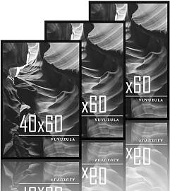 VUVUZULA Bilderrahmen 40x60cm Schwarz Holz 3er Set 