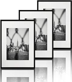 VUVUZULA Bilderrahmen A3 Schwarz 30x42cm 3er Set