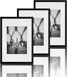VUVUZULA Bilderrahmen A4 Schwarz 21x30cm 3er Set