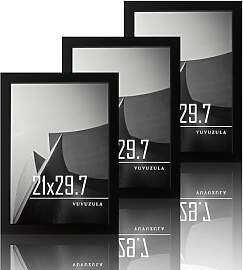 VUVUZULA Bilderrahmen A4 Schwarz Holz Fotorahmen