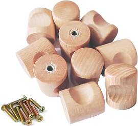 VZU 10 Stück Möbelknöpfe Holz, Natürliche