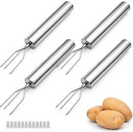 VZU 4 Stück Pellkartoffelgabel Set aus Edelstahl