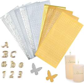 Wachsbuchstaben für kerzen gold,12pcs Sticker