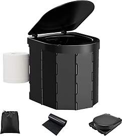 WADEO Tragbare Campingtoilette mit Deckel,