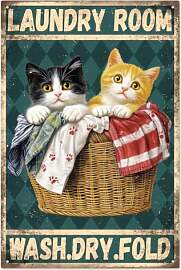 WADORN Vintage Katze Wäscherei Metall