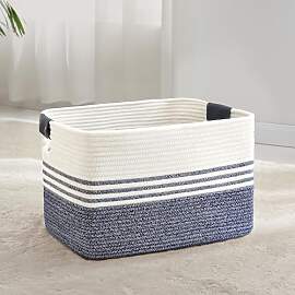 Wäschekorb Geflochten Groß aus Baumwollseil, 60L 