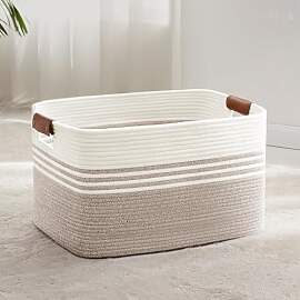 Wäschekorb Geflochten Groß aus Baumwollseil, 72L 