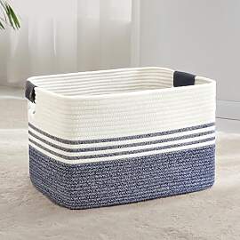 Wäschekorb Geflochten Groß aus Baumwollseil, 72L 