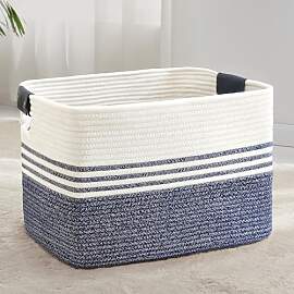 Wäschekorb Geflochten Groß aus Baumwollseil, 86L 