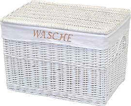 Wäschekorb, weiß, B:60cm H:41cm T:42cm, Geflecht 