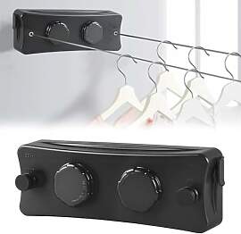 Wäscheleine Ausziehbare 2 x 5.1M Edelstahlseil,