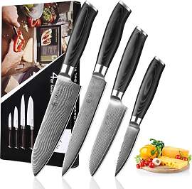 Wakoli Mikata Damast Küchenmesser Set 4-teilig
