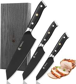 Wakoli Titanium Noir 3-teiliges Küchenmesser-Set