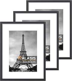 Walasis Bilderrahmen 30x40 Schwarz: 3er Set 40x30