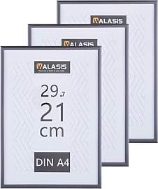 Walasis Bilderrahmen A4 Grau Rahmen: 3er Set