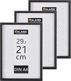 Walasis Bilderrahmen A4 Schwarz Rahmen: 3er Set