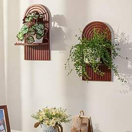 Walasis Wandregal Holz Walnuss Wanddeko: 2er Set