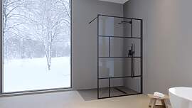 Walk-in-Dusche MARWELL "Bricks", schwarz 