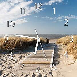 Wallario Design-Wanduhr Auf dem Holzweg zum Strand 