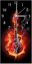 Wallario Design-Wanduhr Brennende Gitarre aus